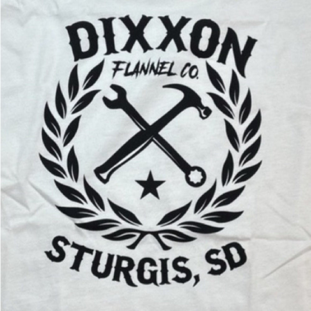 Dixxon Women’s Large Sturgis, SD Cropped White‎ T-Shirt Raw Hem NEW